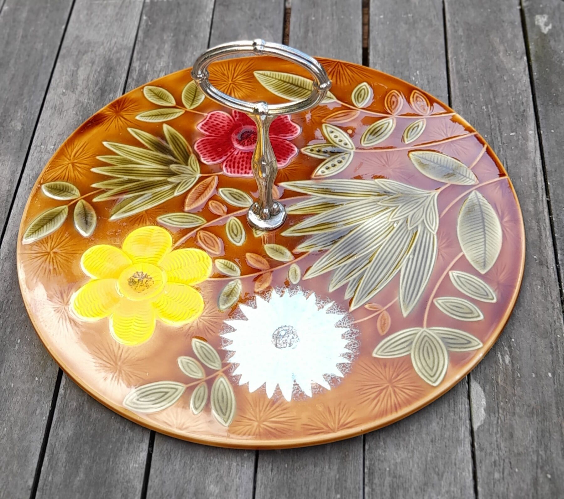 Servant / Cheese dish or earthenware cakes Sarreguemines vintage