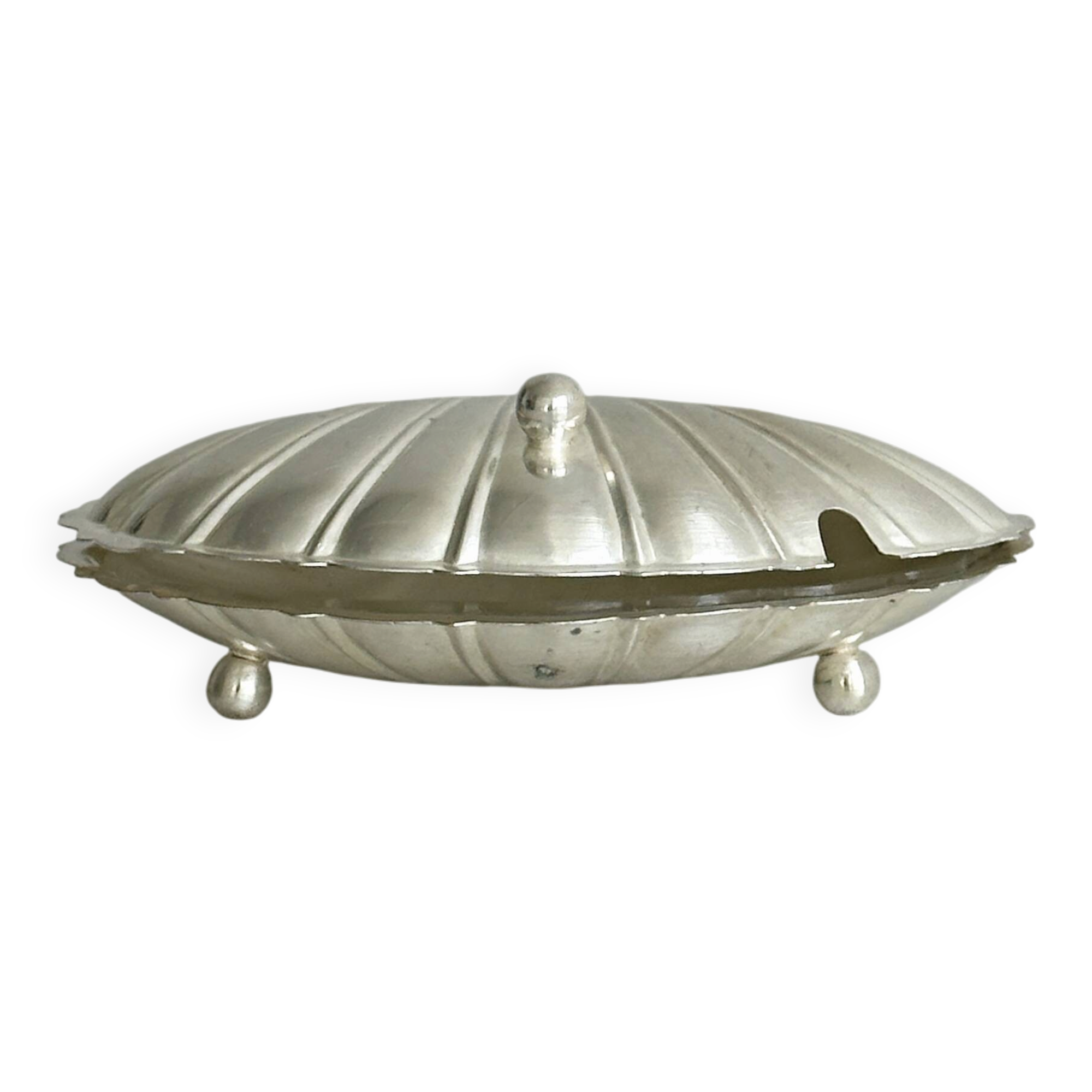 Silver-plated shell butter dish