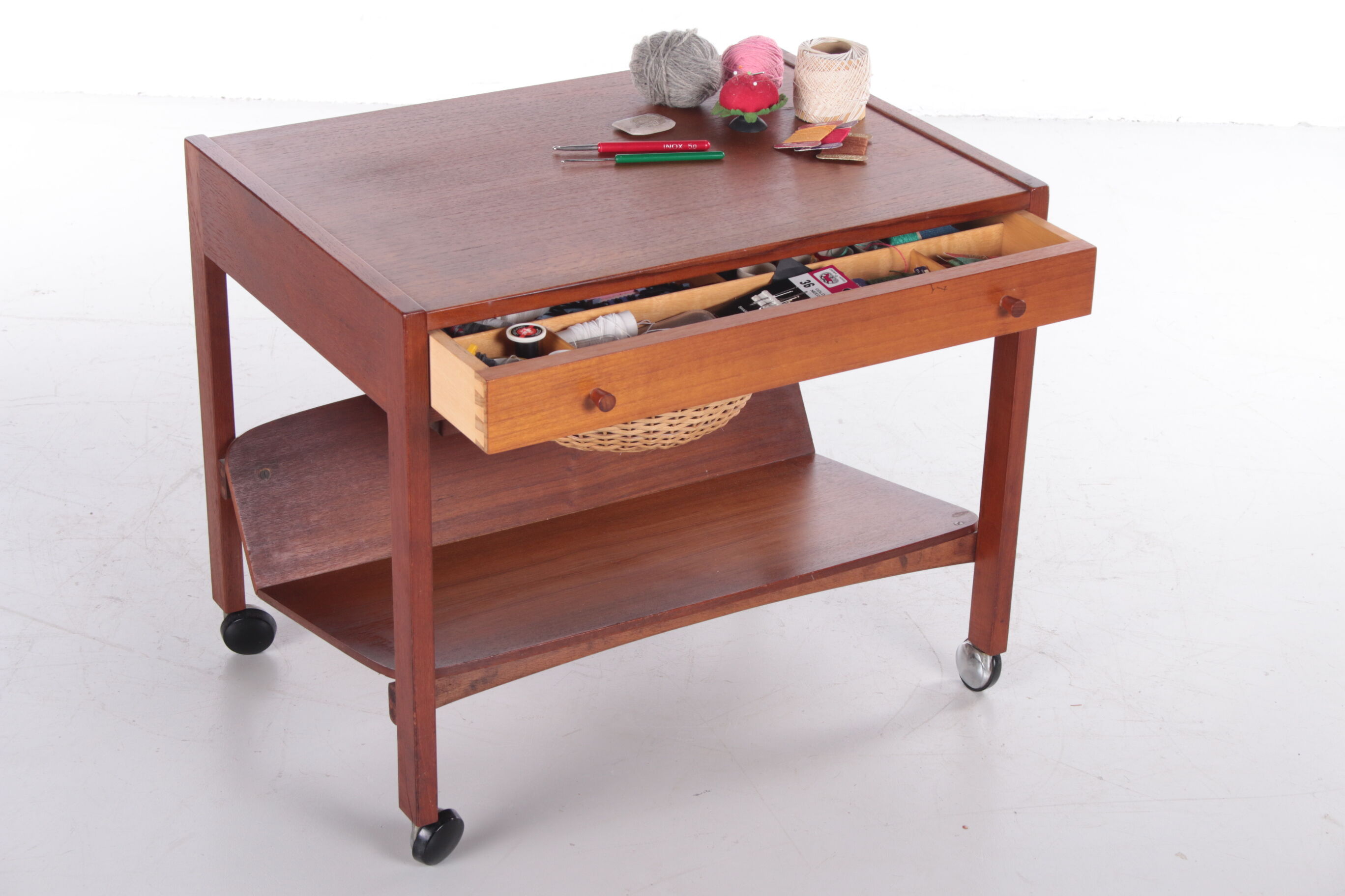 Danish Design Teak Wooden Side Table and Sewing Box,1960s