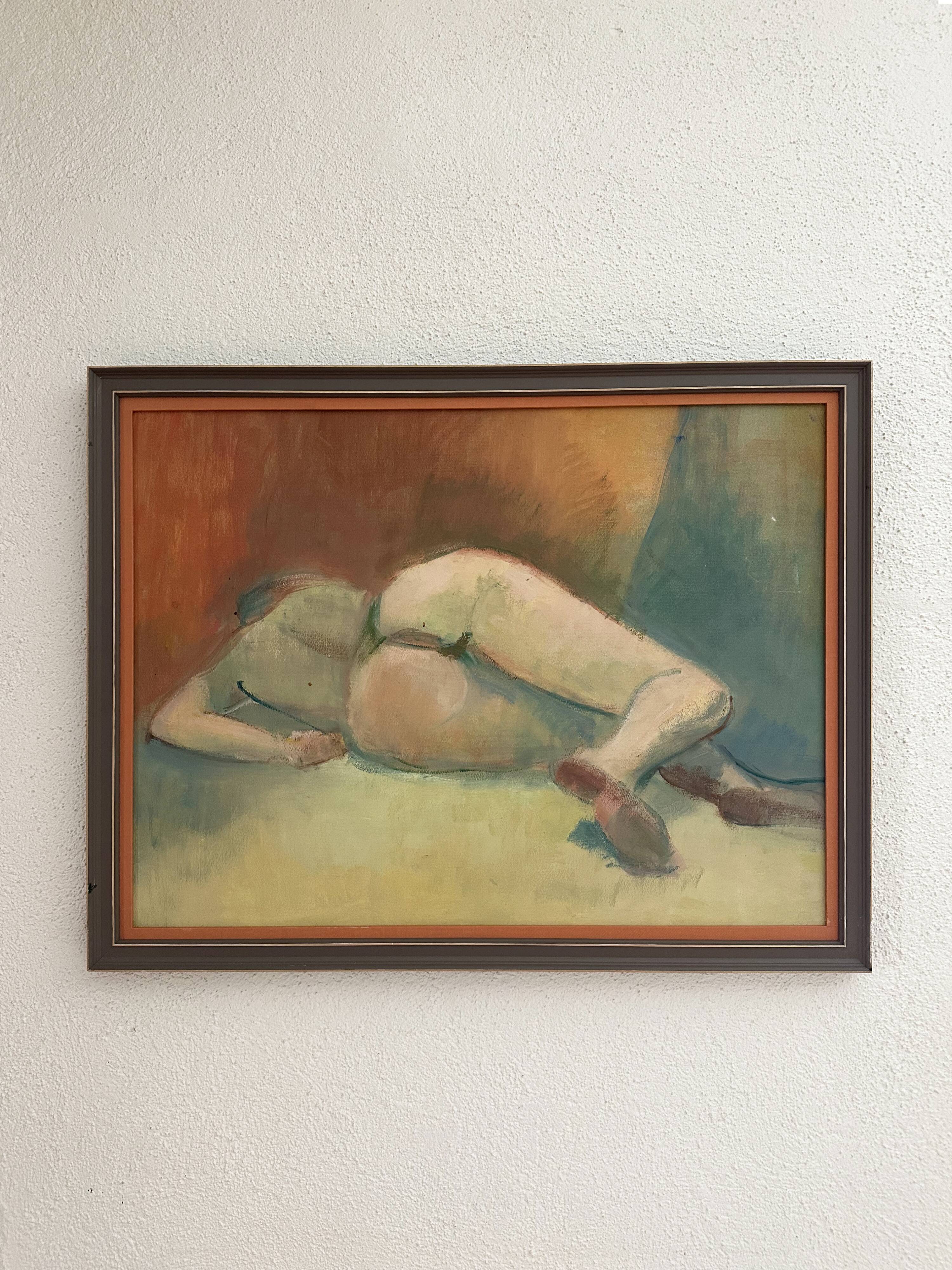 Figurative painting signed Marais, France, 1970s