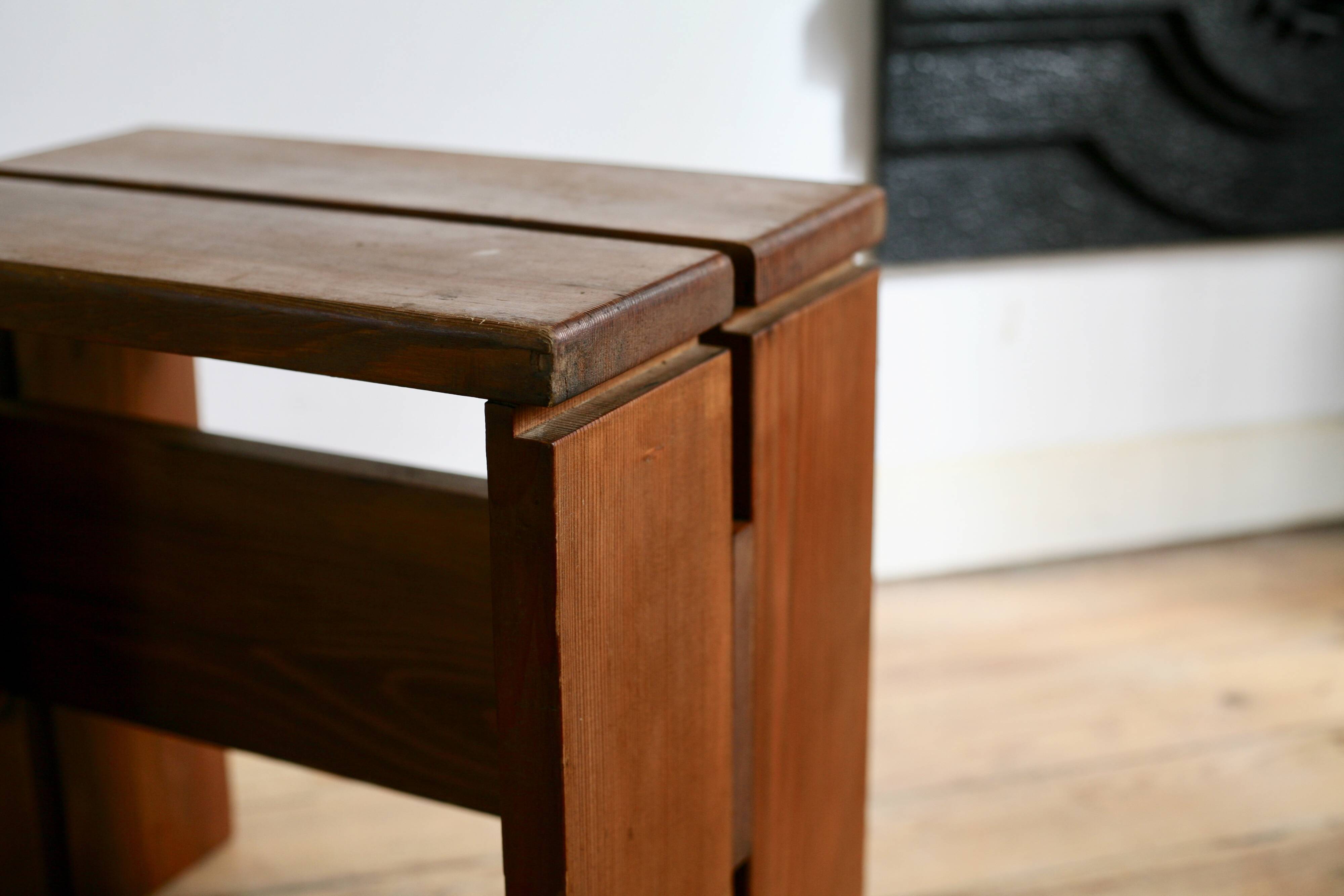 Large stool, selection by Charlotte Perriand for Les Arcs, France, 1960