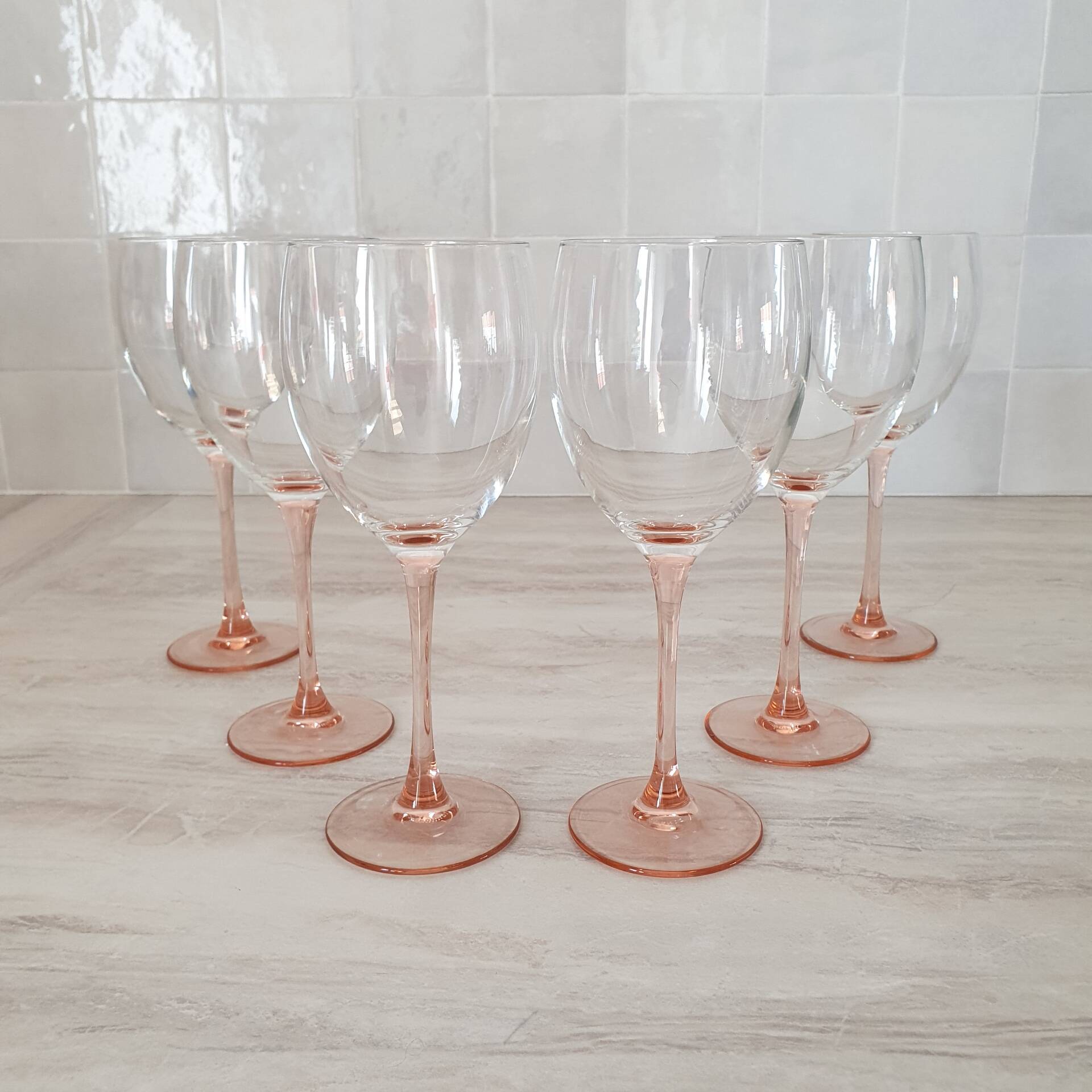 6 Verres à Eau ou Vin / verre à pied Rose par Luminarc