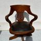 Milwaukee Chair Co. swivel office chair – leather and wood – circa
