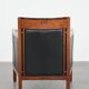 Fauteuil Art Déco en cuir noir et bois