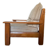Maison Regain style modernist armchair in solid elm