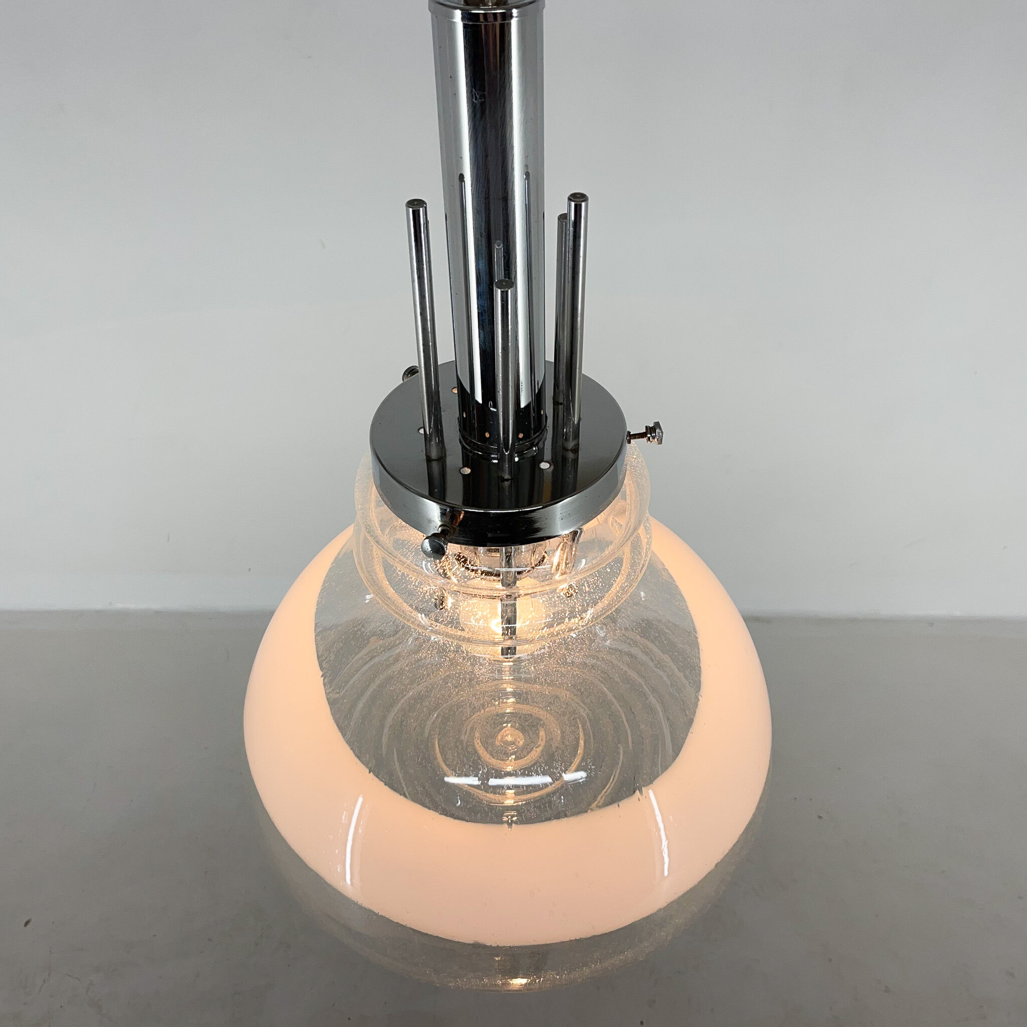 1960's Murano glass & chrome pendantby Mazzega, Italy