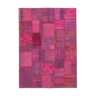 Tapis oriental 178 cm x 248 cm rose patchwork fait à la main