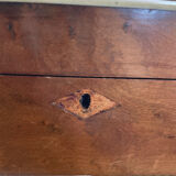 Old square wooden box, a bit of marquetry, padded, box.