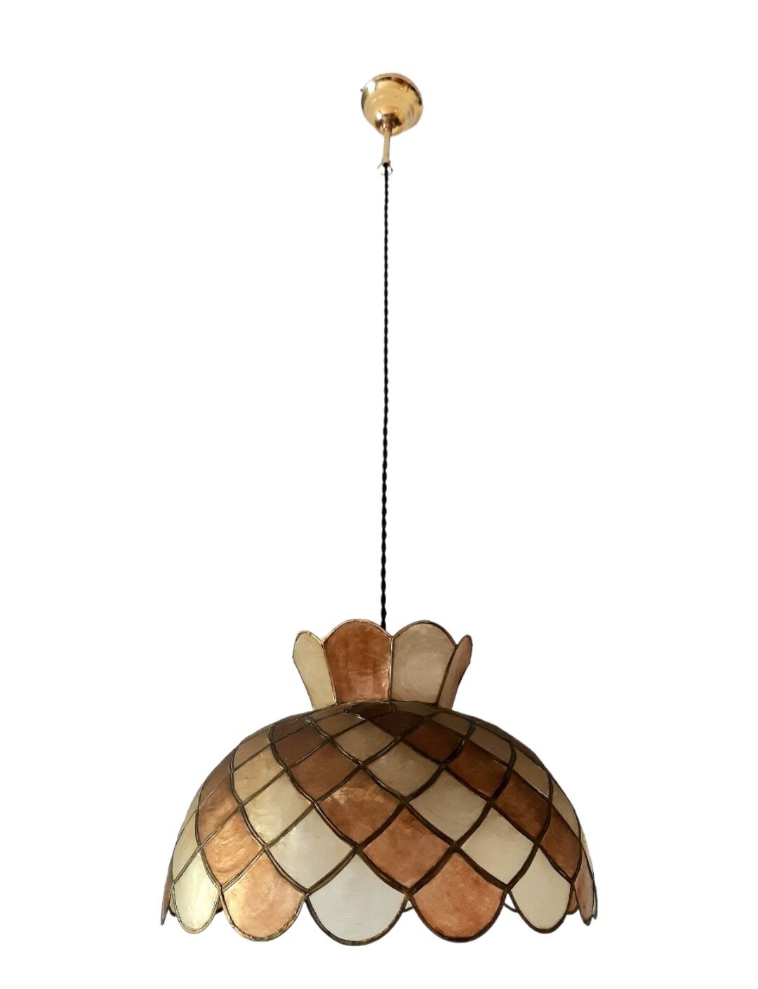Suspension nacre art déco à losanges