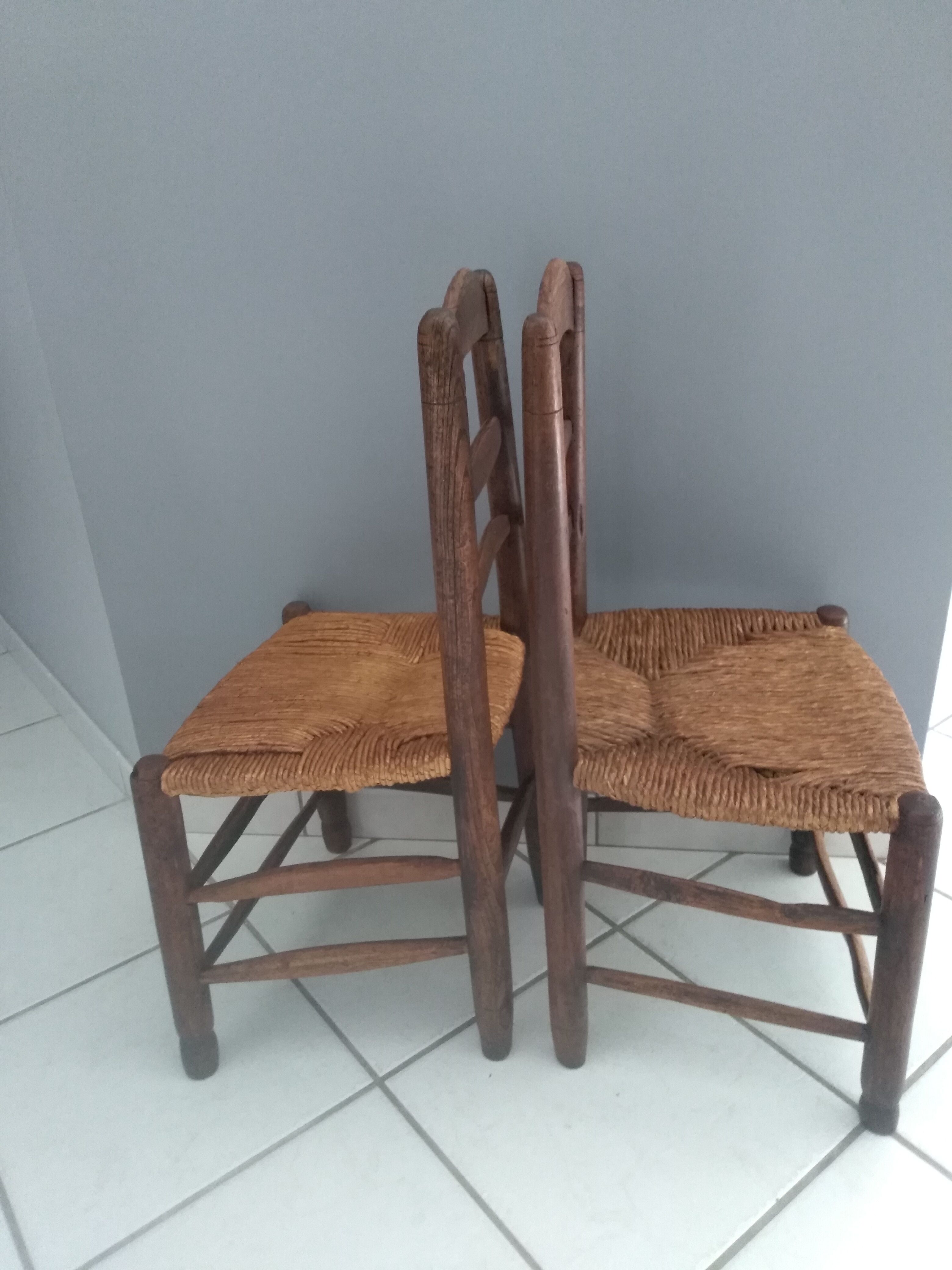 Paire de chaises enfants artisanales 1900