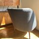 J. Tenreiro, Brazil. Concha armchair with tapered legs, Cluny tapestry 1400.