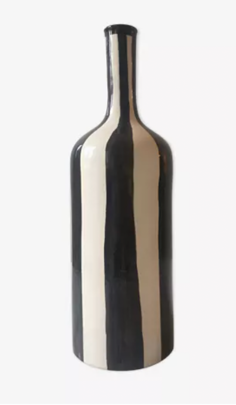 Handmade glazed ceramic vase, graphic design