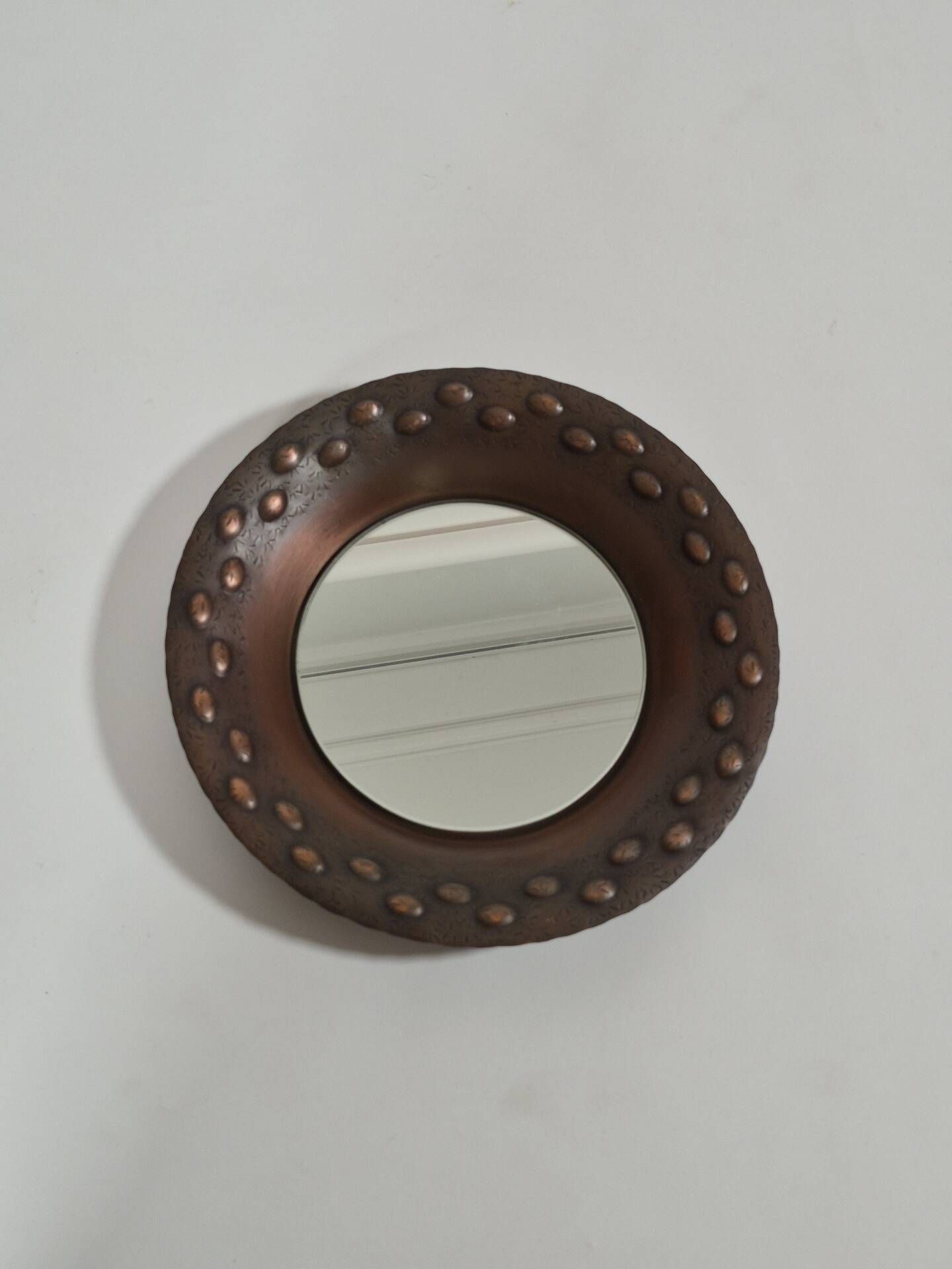 Vintage handmade mid century copper wall mirror by Eugen Zint