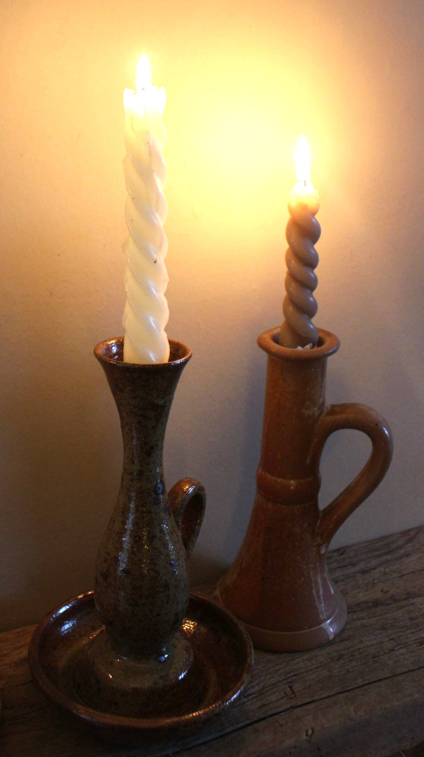 Vintage rat cave pyrite stone candlestick