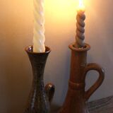 Vintage rat cave pyrite stone candlestick