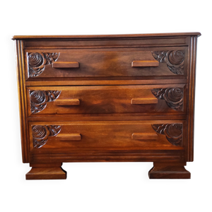 Commode Art Déco en - noyer massif