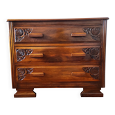 Art Deco chest of drawers in solid walnut