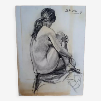 Charcoal nude, 1950/60 signed