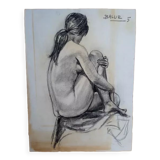 Nu au fusain, 1950/60 signé