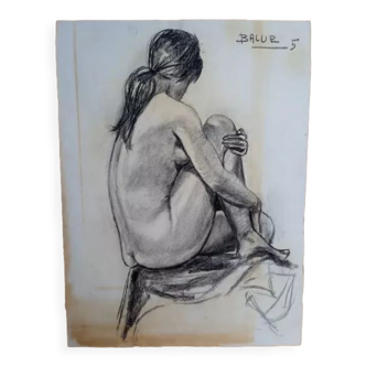 Charcoal nude, 1950/60 signed