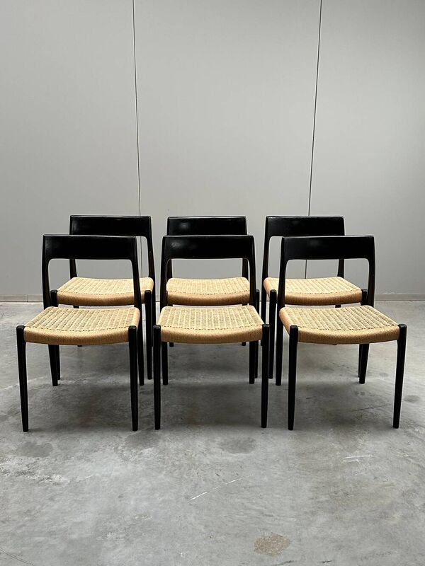 6 chaises 'modèle 77', Niels O. Møller, JL Møllers Møbelfabrik, années 60
