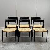 Set of 6 rare 'model 77' chairs, Niels O. Møller, JL Møllers Møbelfabrik, 60s