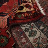 Tapis de couloir vintage en laine à motif floral rouge bordeaux, tapis oriental des années 1950, 110 x 350 cm