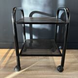 Vintage black metal rolling dessert trolley
