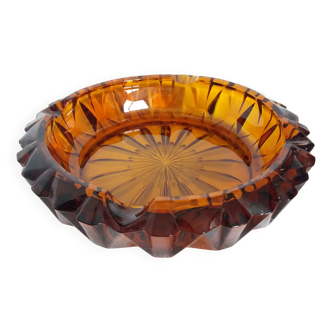 Amber glass ashtray