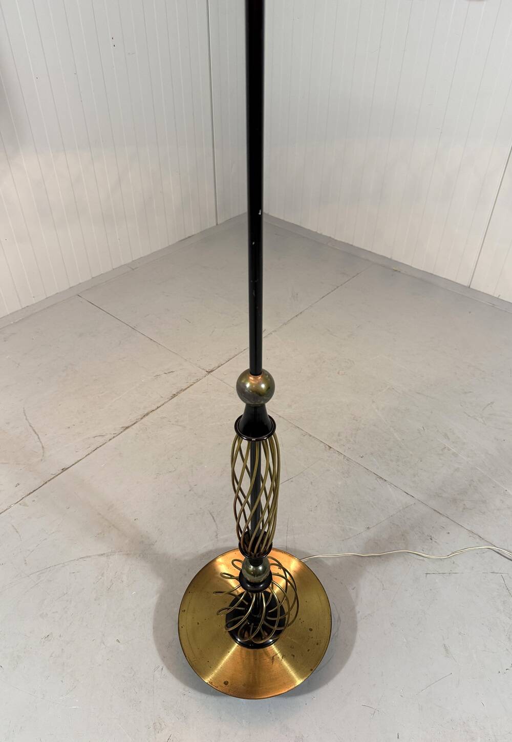 Austrian brass floor lamp pleated lampshade 1940-50’s