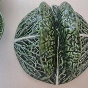 Important cabbage soup tureen and its vintage earthenware dish.