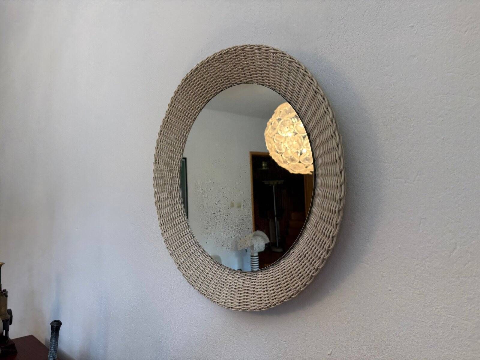 Miroir en osier par Josef Daubenbuchel, Allemagne, années 1930