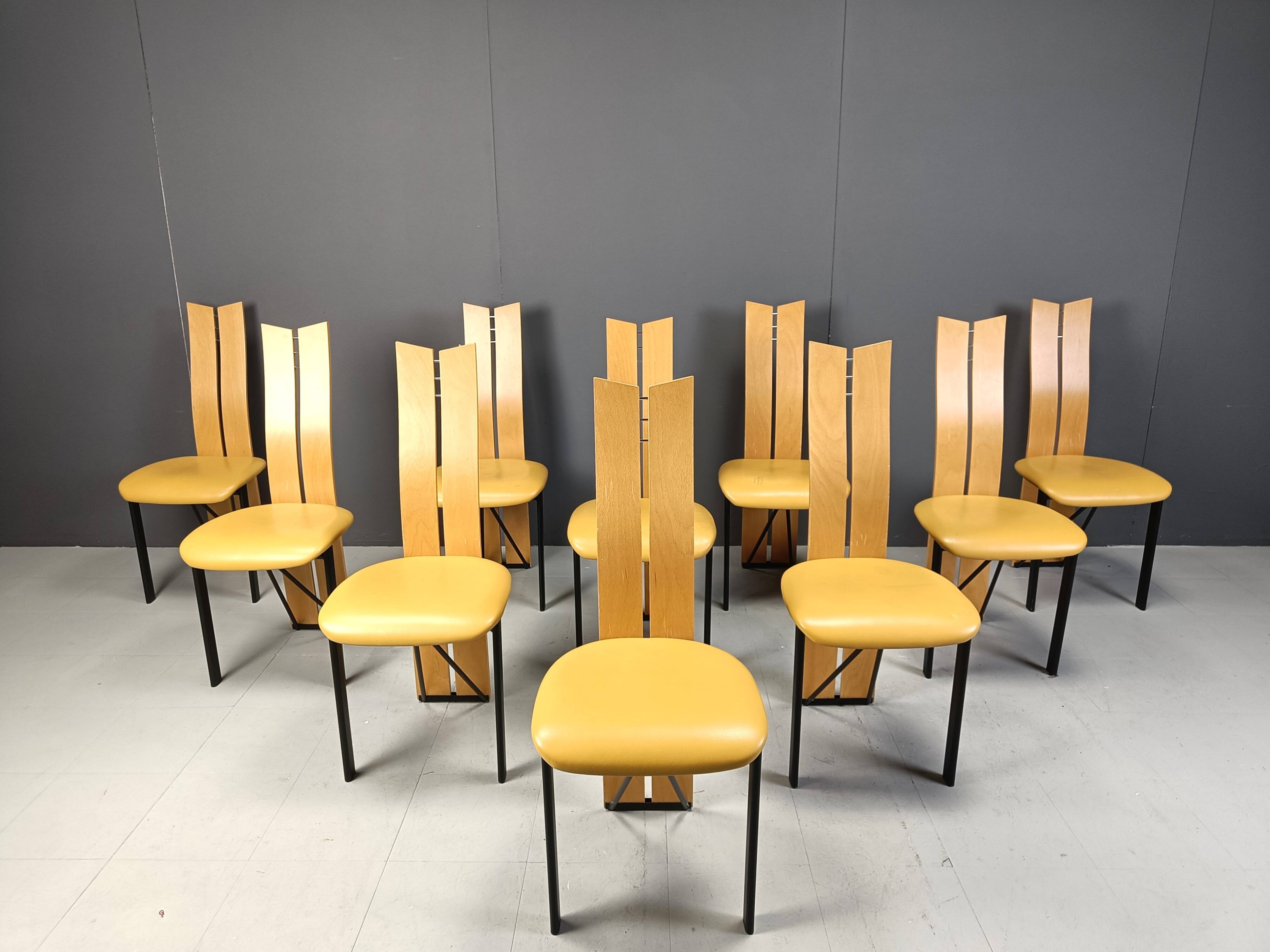 Vintage postmodern dining chairs, 1980s - set of 10
