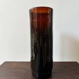 Vintage 1970s garnet brown glass roller vase