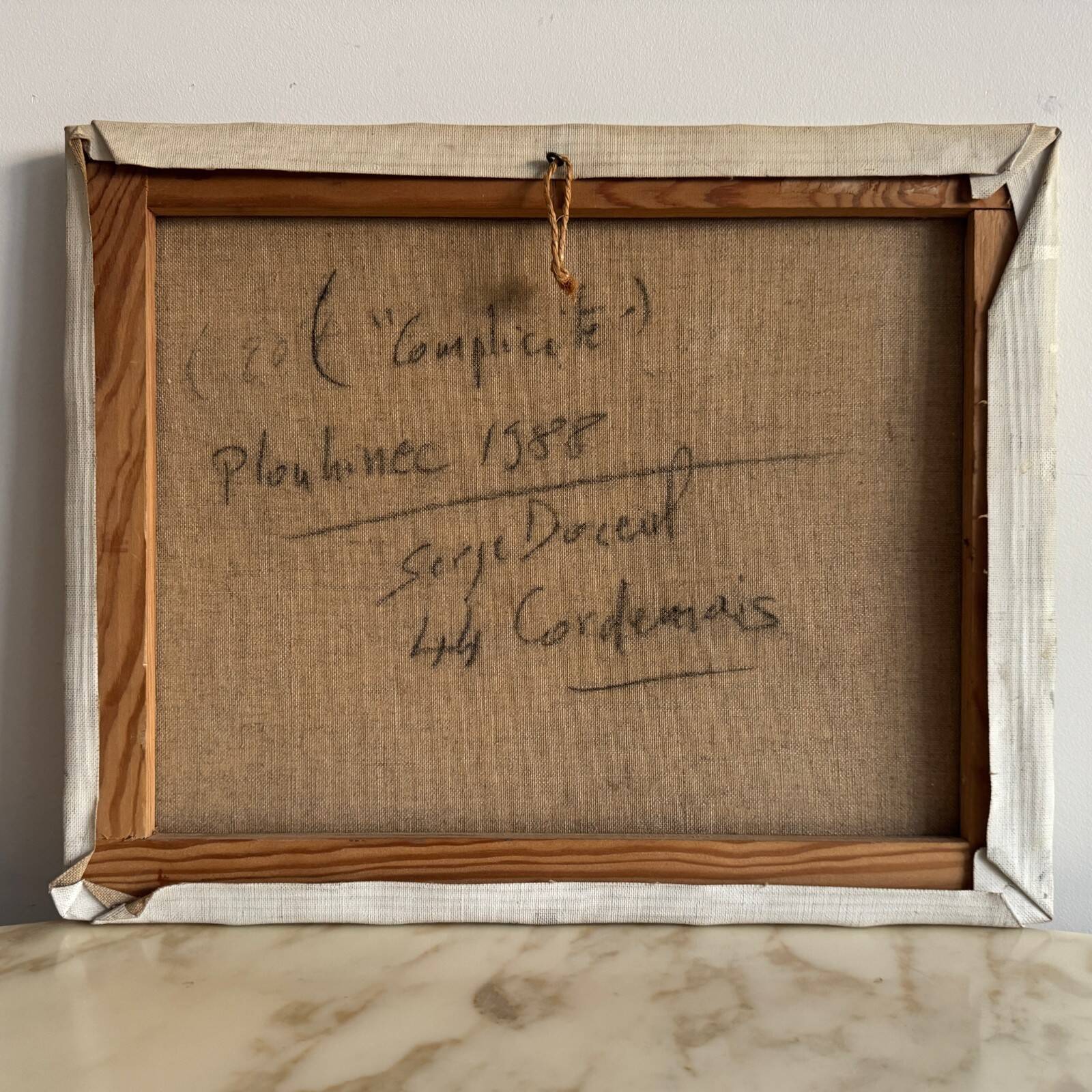 Oil on canvas surreal landscape by Serge Doceul 1988 Complicity