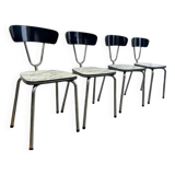 Set of 4 vintage formica chairs with chrome structure