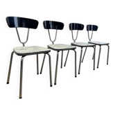 Suite de 4 chaises vintage en formica avec structure chromée