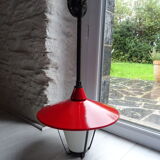 Hanging metal lantern and opaline 60s