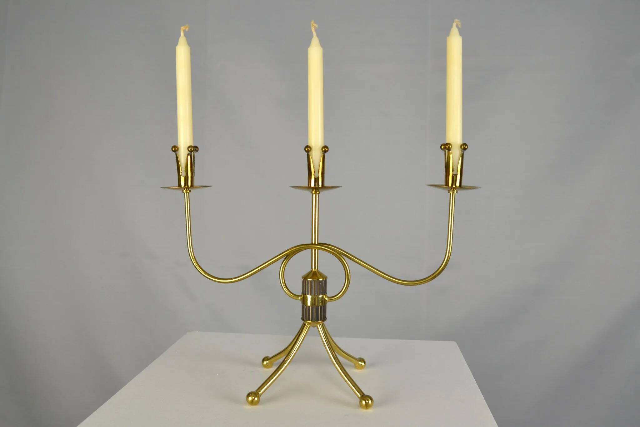 Brass candelabra by Gunnar Ander for Ystad-Metall , Sweden 1950s