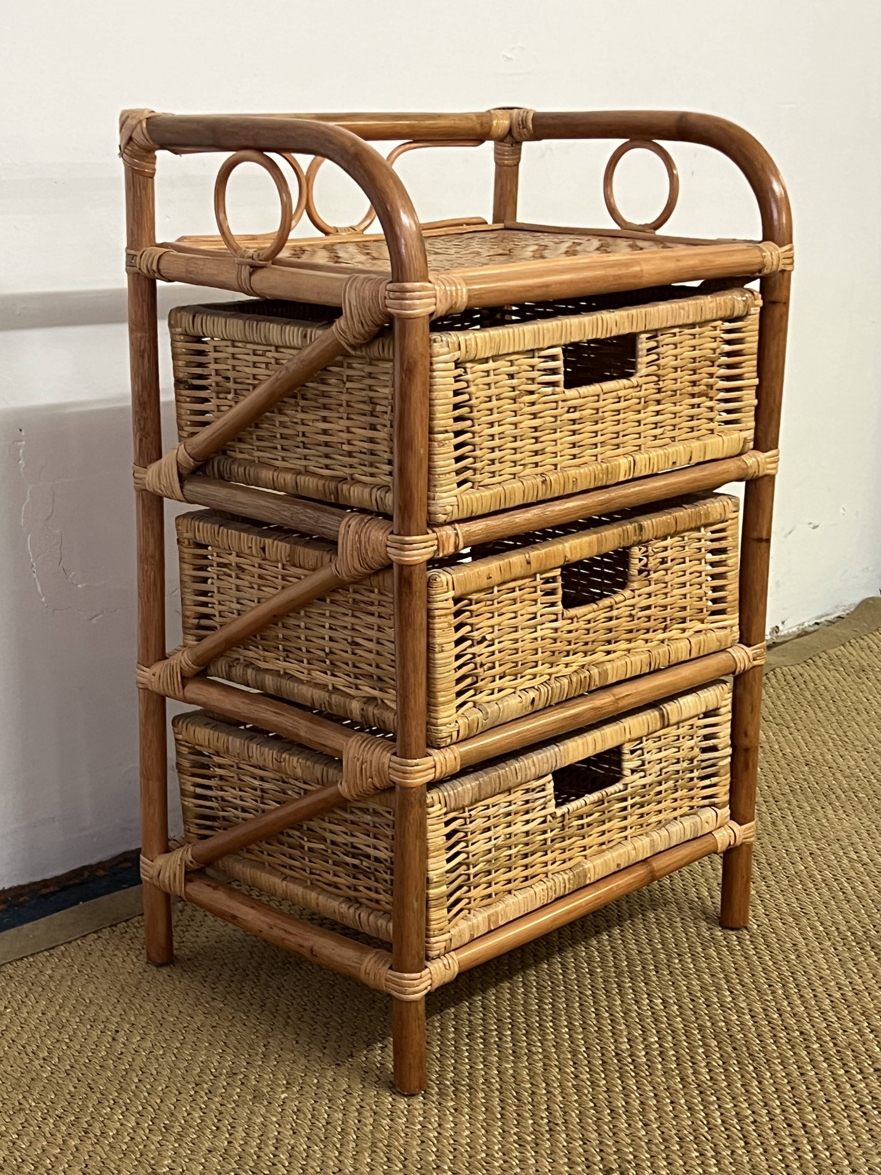 Vintage rattan chest of drawers