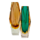 Faceted Sommerso vase from Murano in green