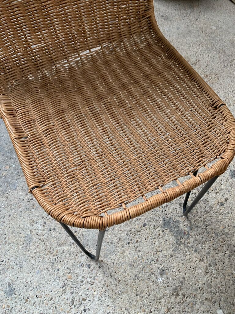 raoul guys chair in rattan and metal base year 50