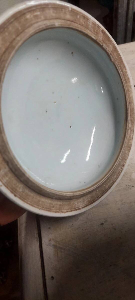 Antique blue and white porcelain pot from china, qing dynasty, 19th century