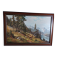 Oil print on wood signed deer motifs in the mountains framed