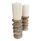 Pair of candle holders, marble candle holders