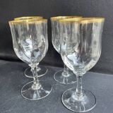 4 Verres à eau Daum putoisés or