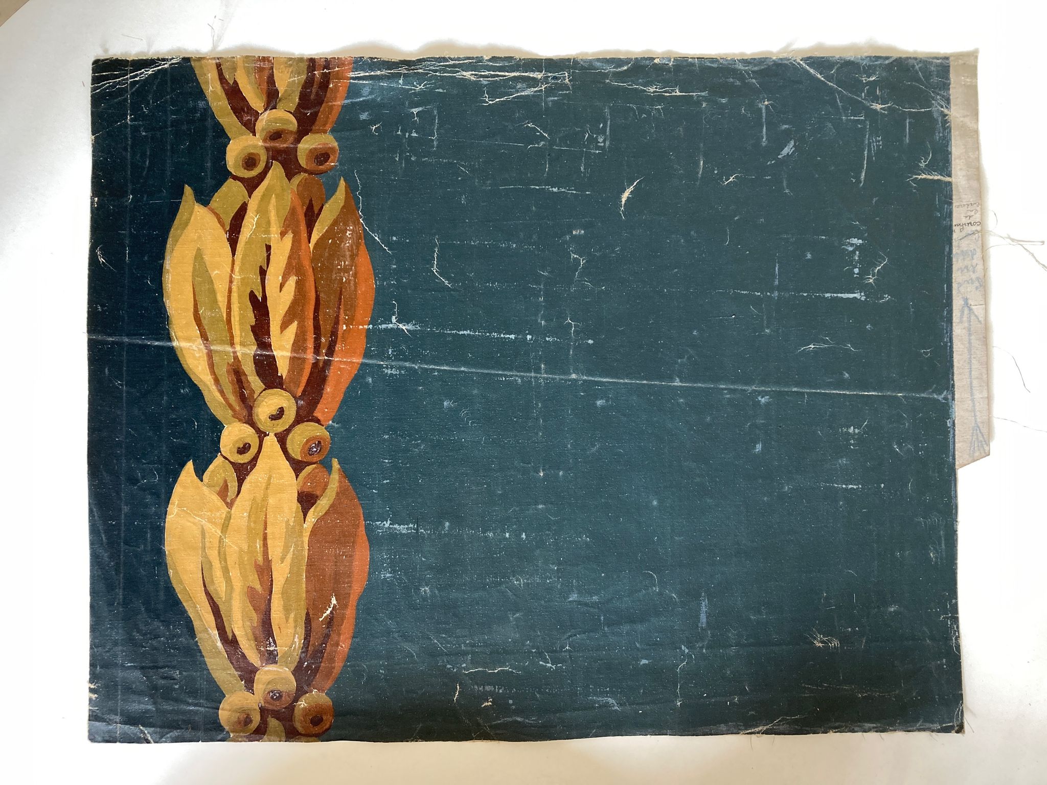 Oil on canvas neo classical fragment of decoration painted trompe l'oeil 19th