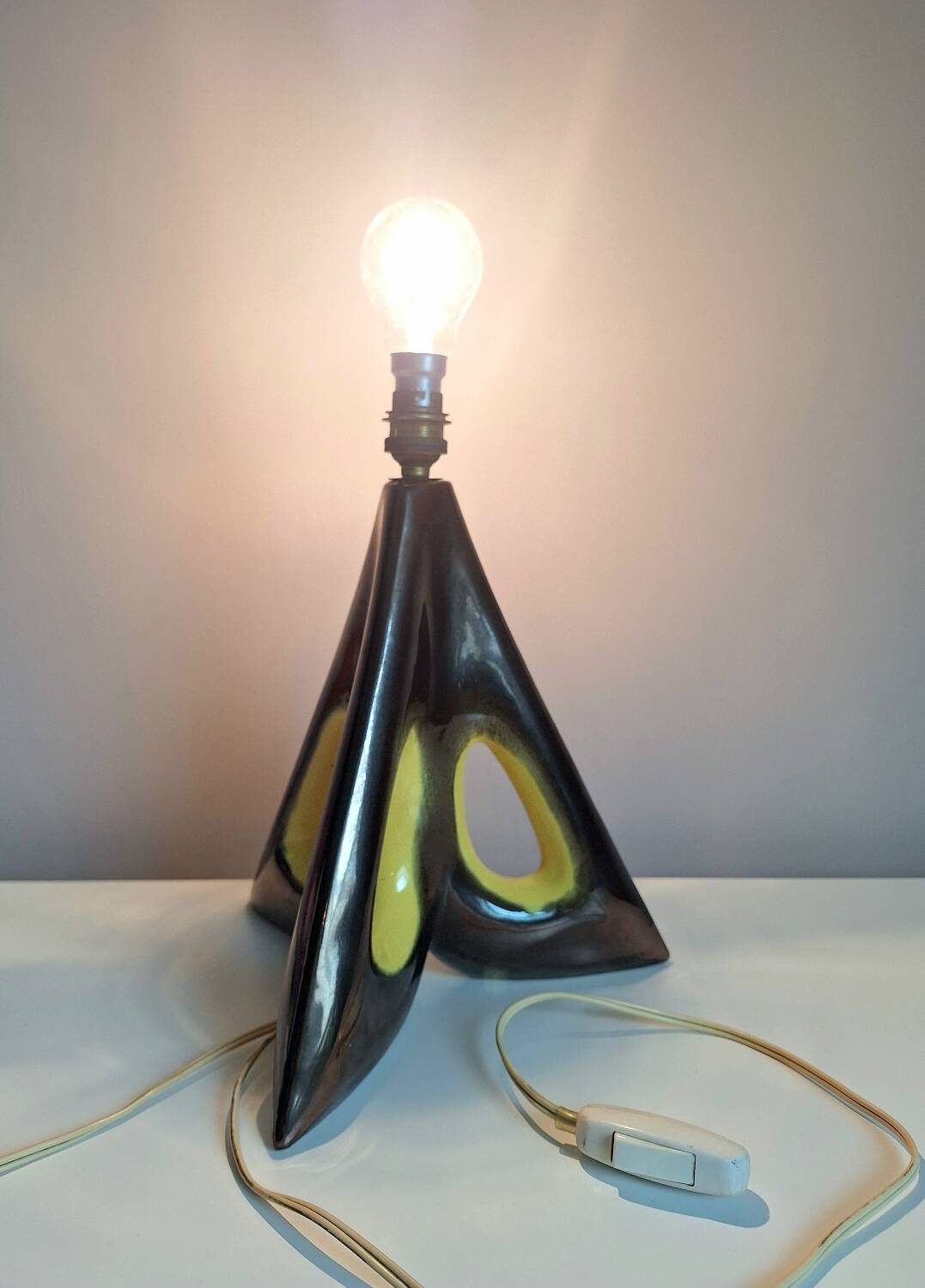 Vintage ceramic lamp, antique lighting fixture