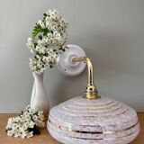 Vintage wall lamp with white and gold Clichy glass shade