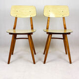 Vintage Formica and Wood Chairs from TON, 1960s, Set of 2